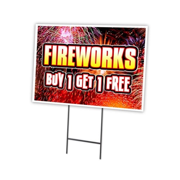 Signmission Fireworks Buy 1get1 Fr Yard & Stake outdoor plastic coroplast window, C-1824 Fireworks Buy 1Get1 Fr C-1824 Fireworks Buy 1Get1 Fr - main